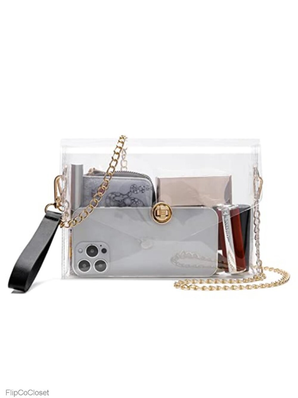 Clear Crossbody Clutch Purse Stadium Approved TPU Waterproof with Chain Strap